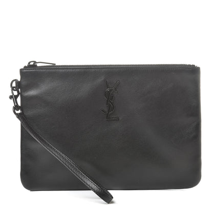 Saint Laurent Calfskin Monogram Zip Pouch Black 1 of 9