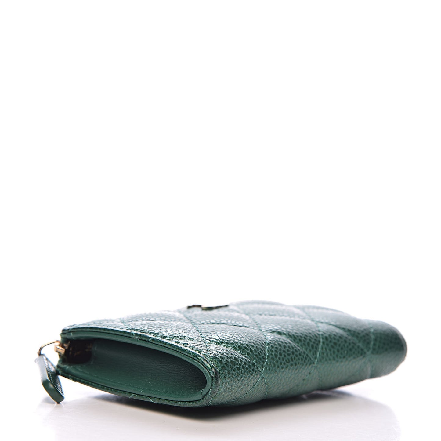Metallic Caviar Quilted Key Holder Case Green
