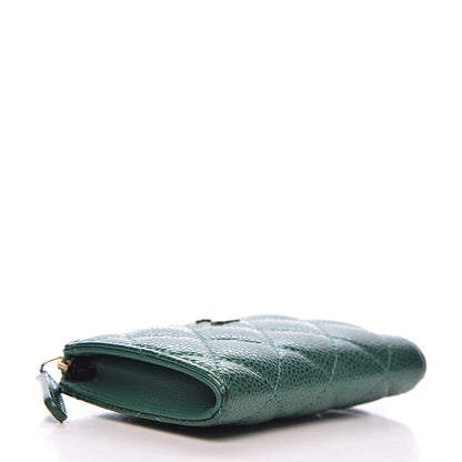 Chanel Metallic Caviar Quilted Key Holder Case Green 4 of 8