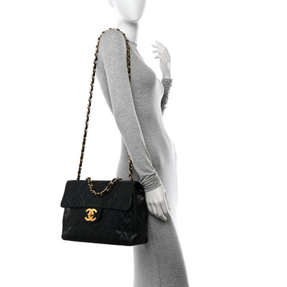 Chanel Lambskin Quilted XL Jumbo Single Flap Black 2 of 15