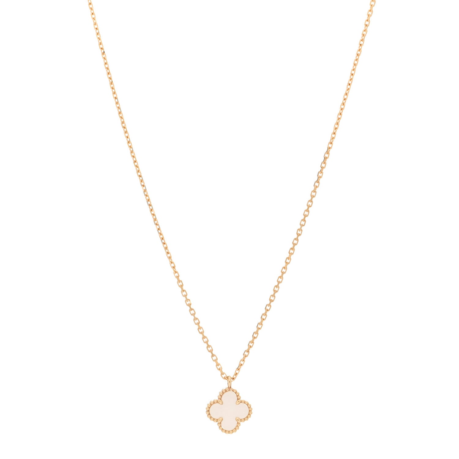 Van Cleef & Arpels 18K Yellow Gold Mother of Pearl Sweet Alhambra Pendant Necklace 1 of 5