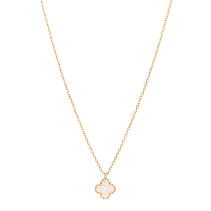 Van Cleef & Arpels 18K Yellow Gold Mother of Pearl Sweet Alhambra Pendant Necklace 1 of 5