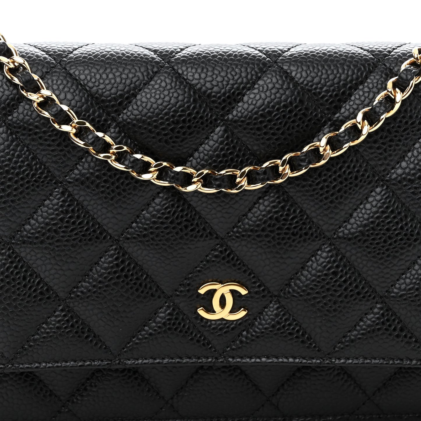 Caviar Quilted Wallet on Chain WOC Black