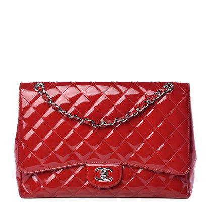 Chanel Patent Quilted Maxi Single Flap Red 1 of 12