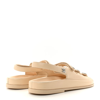 Chanel Lambskin Crystal CC Velcro Dad Sandals 40 Beige 4 of 9