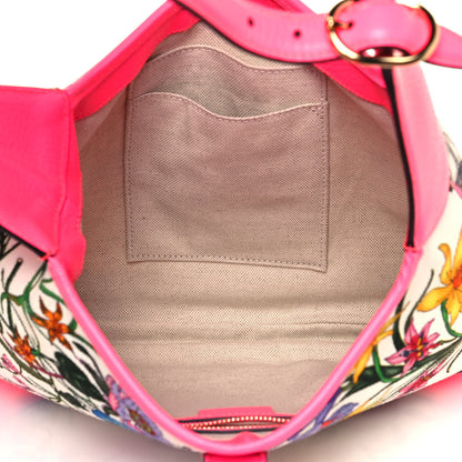 Gucci Canvas Flora Medium Jackie Hobo Fuchsia 5 of 13