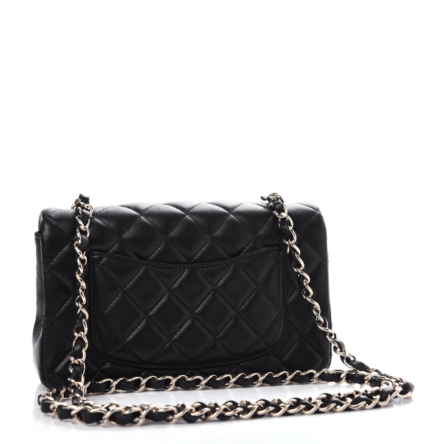 Lambskin Quilted Mini Rectangular Flap Black