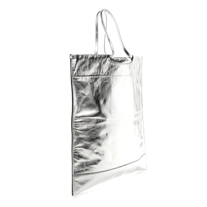 Tom Ford Metallic Calfskin Flat Drawstring Tote Silver 3 of 10