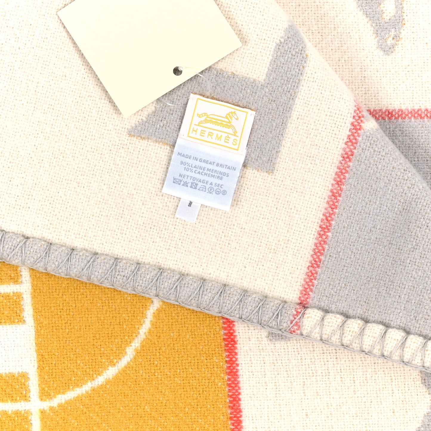 Wool Cashmere Avalon Epopee Blanket Jaune Miel Gris Perle