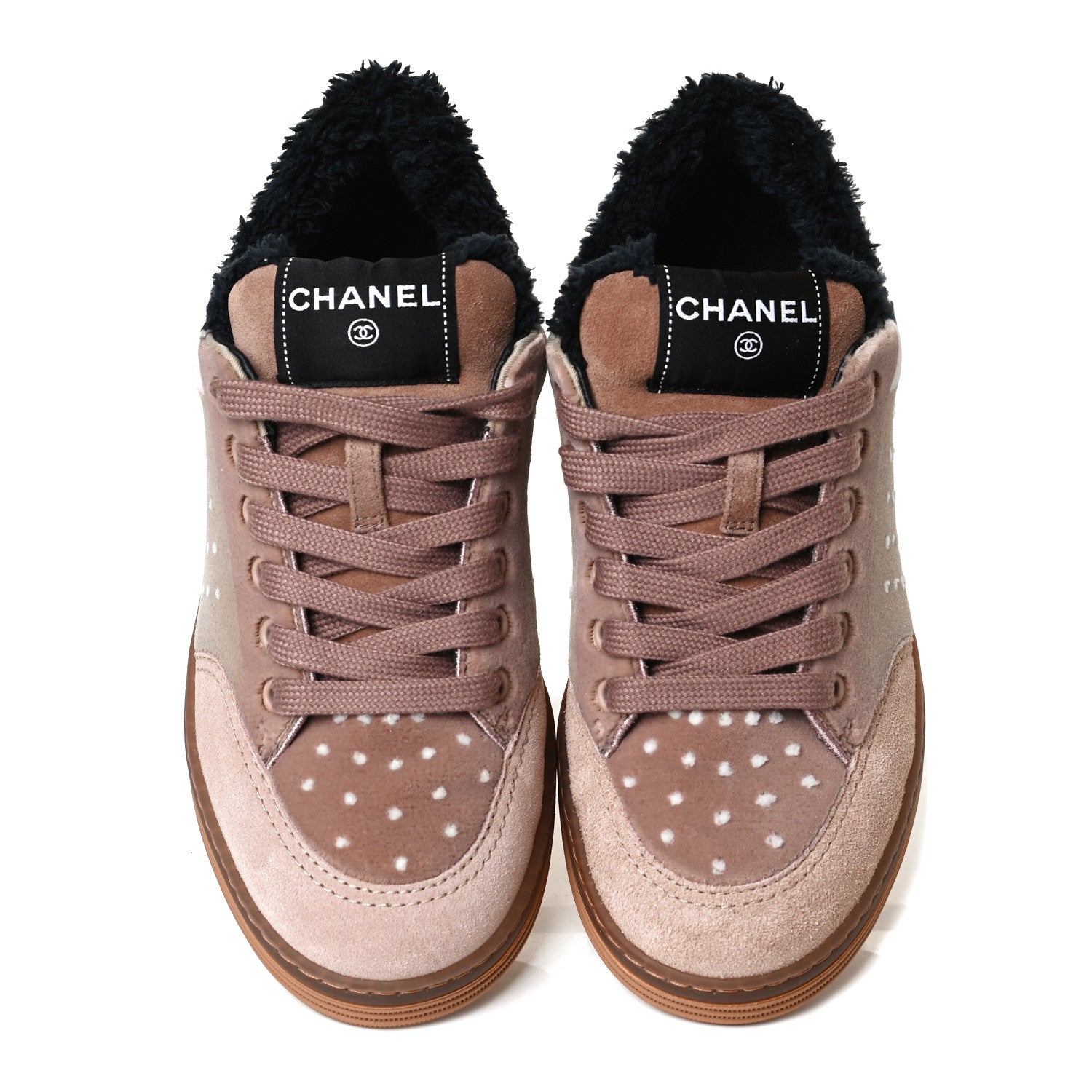 Chanel Fabric Suede Calfskin Logo Sneakers 36 Light Beige 5 of 13