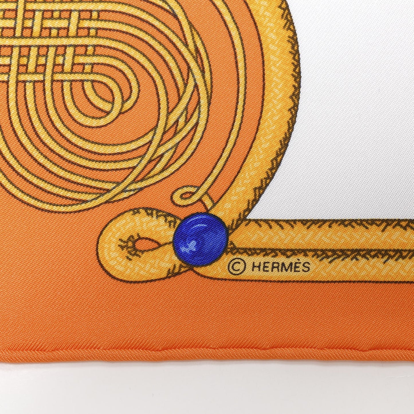Silk Brandebourgs Pocket Square Orange Blanc Bleu