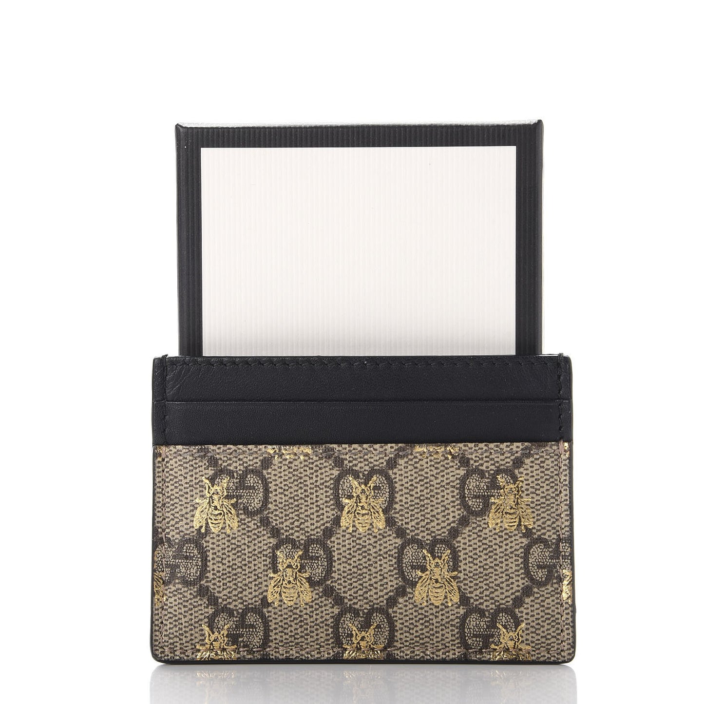 GG Supreme Monogram Bees Card Holder Black