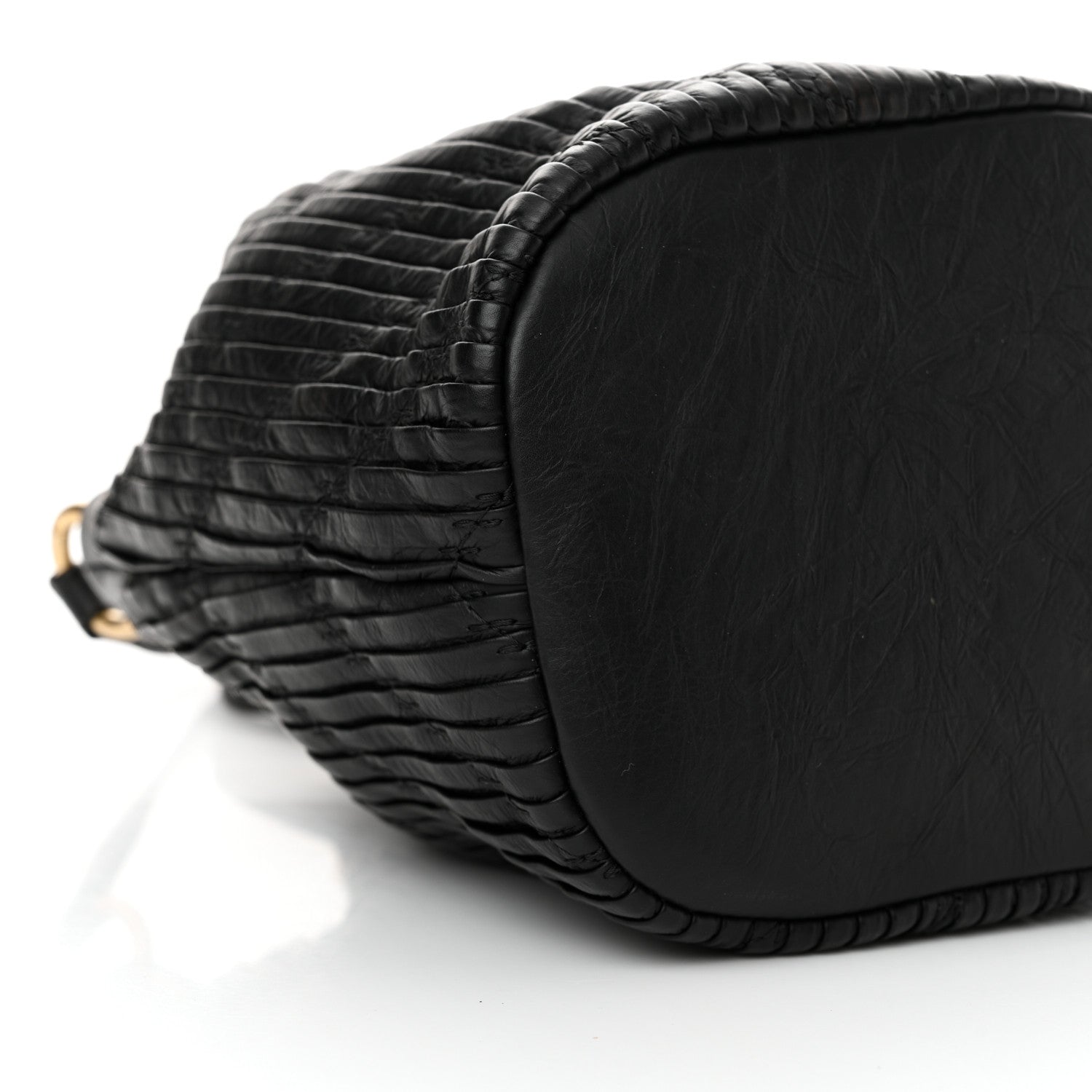 Chanel Iridescent Crumpled Calfskin Coco Pleats Small Drawstring Bag Black 9 of 10