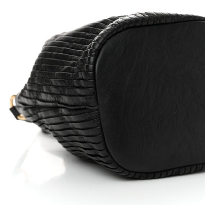 Chanel Iridescent Crumpled Calfskin Coco Pleats Small Drawstring Bag Black 9 of 10