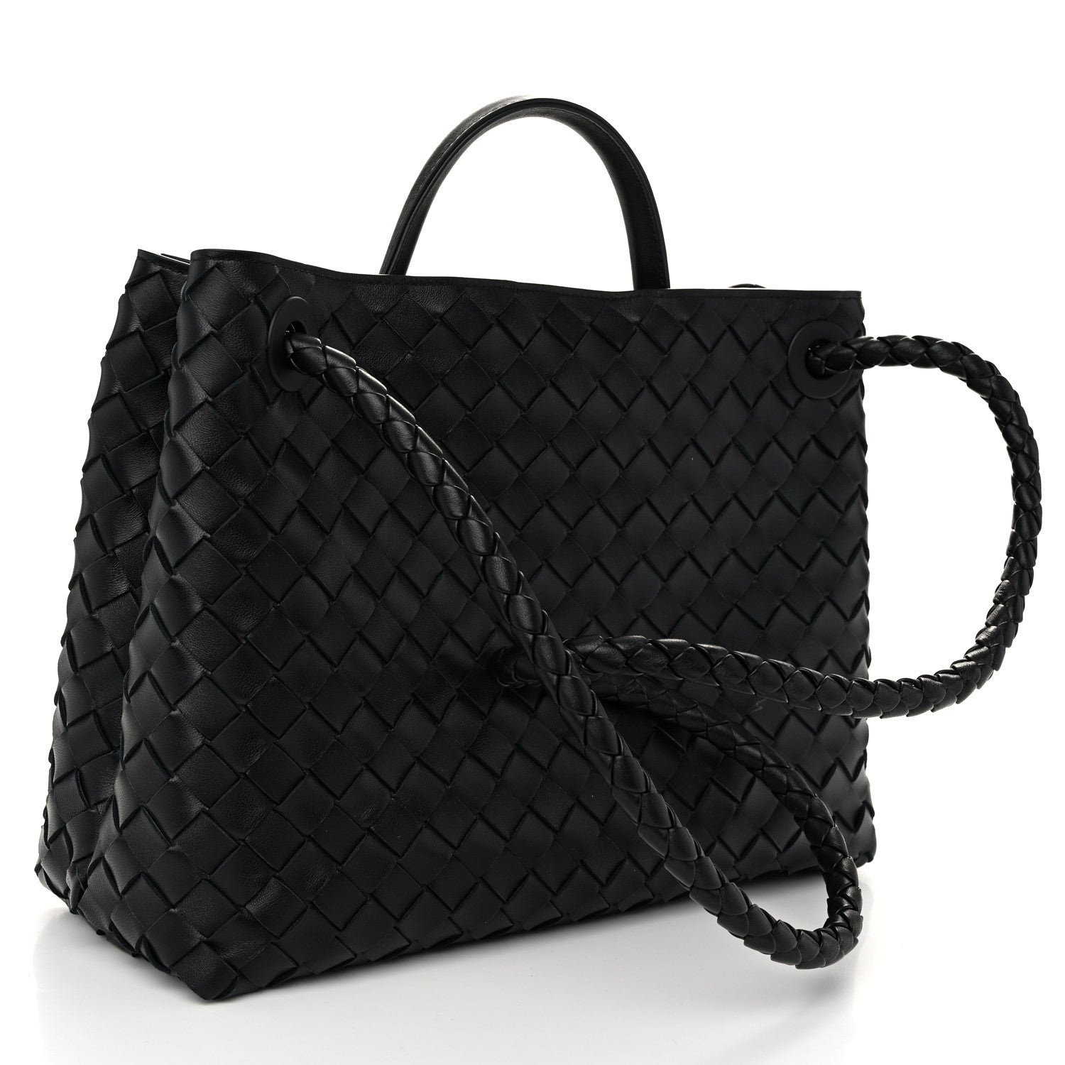 Bottega Veneta Nappa Intrecciato Medium Andiamo Shoulder Bag Black 3 of 9