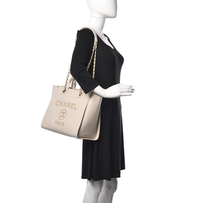 Chanel Caviar Small Studded Deauville Tote Ivory 3 of 11