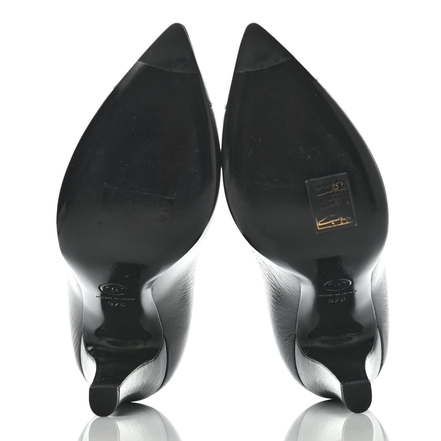 Crumpled Calfskin Cap Toe Pumps 37 Black