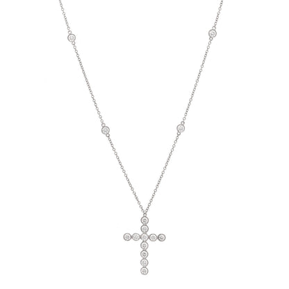 Tiffany Platinum Diamond Small Jazz Cross Pendant Necklace 1 of 12