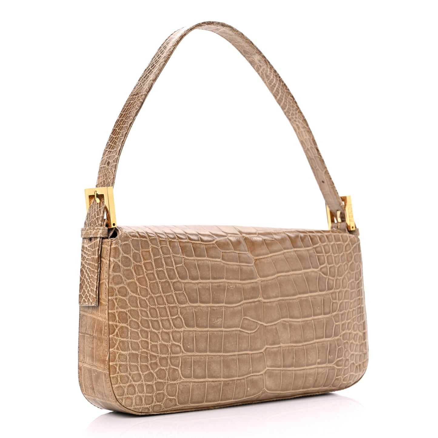 Crocodile Crystal Lizard Baguette Beige
