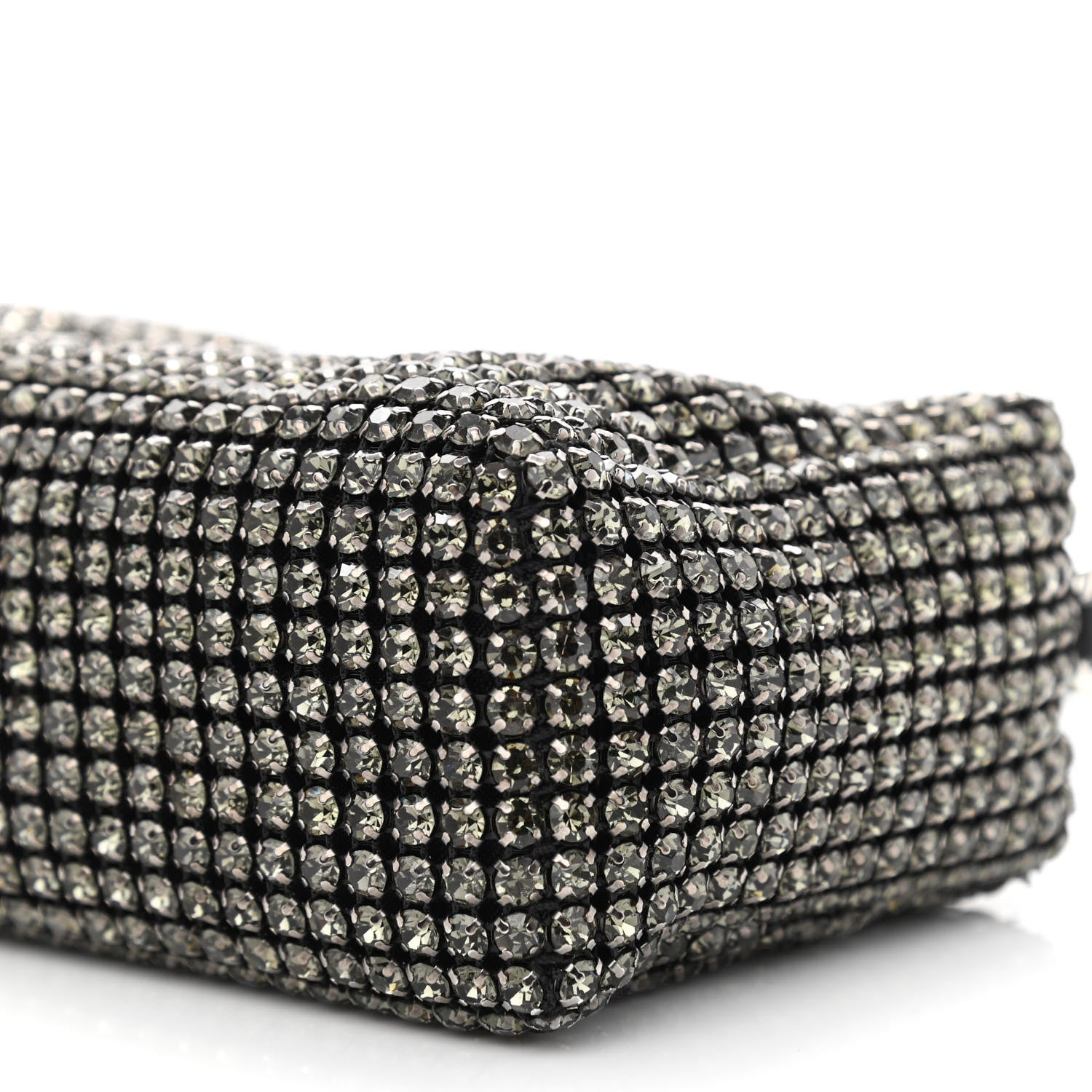Alexander Wang Mesh Crystal Rhinestone Mini Heiress Pouch Black Silver 10 of 11
