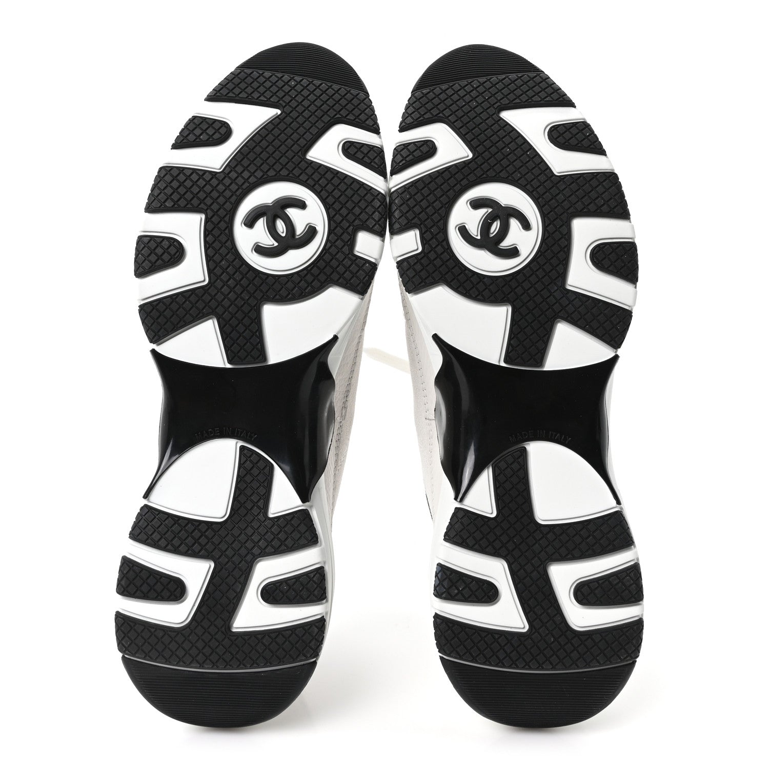 Chanel Suede Calfskin Grosgrain Womens CC Sneakers 39.5 White Black 6 of 9