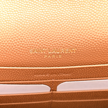 Saint Laurent Grain De Poudre Matelasse Chevron Monogram Envelope Chain Wallet Dune 5 of 10
