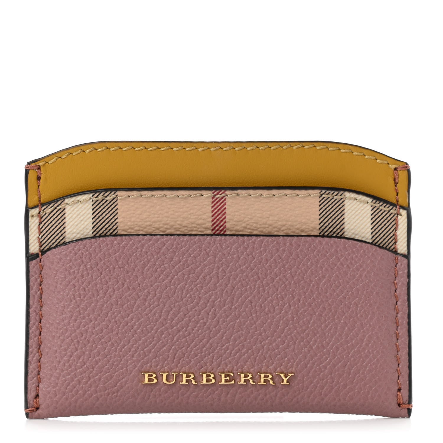 Burberry Soft Grain Calfskin Haymarket Check Izzy Card Case Dusty Pink 1 of 8