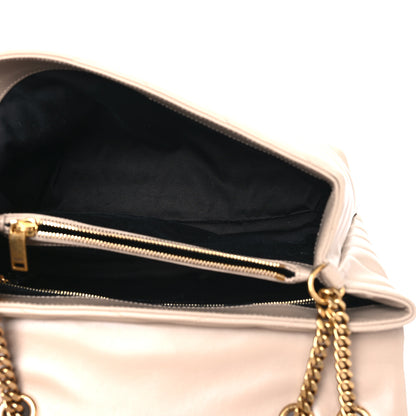 Saint Laurent Calfskin Y Quilted Monogram Medium Loulou Chain Satchel Dark Beige 4 of 11