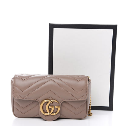 Gucci Calfskin Matelasse Super Mini GG Marmont Shoulder Bag Porcelain Rose 12 of 12