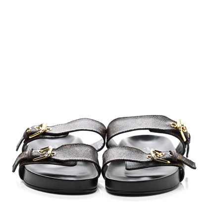 Louis Vuitton Monogram Bom Dia Mule Sandals 36 Black 2 of 8