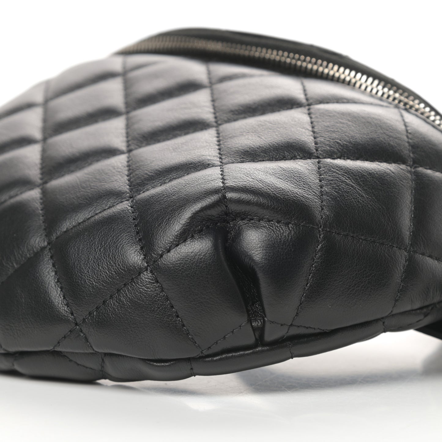 Calfskin Quilted Waist Belt Bag Black