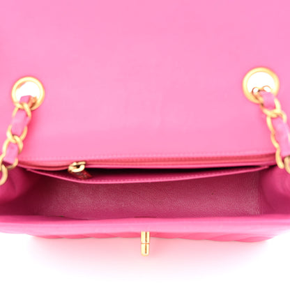 Chanel Lambskin Chevron Quilted Mini Rectangular Flap Dark Pink 5 of 12