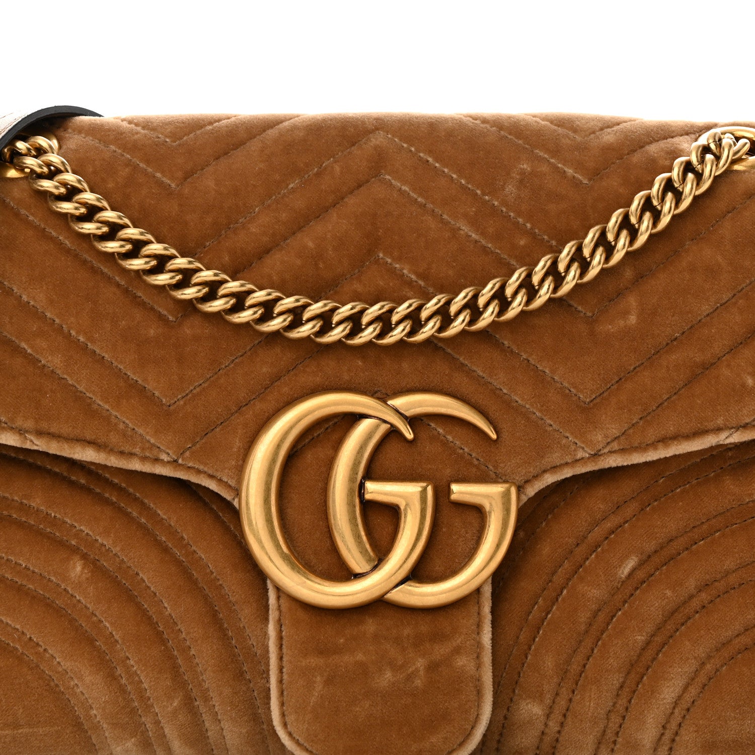 Gucci Velvet Matelasse Medium GG Marmont Shoulder Bag Taupe 8 of 10