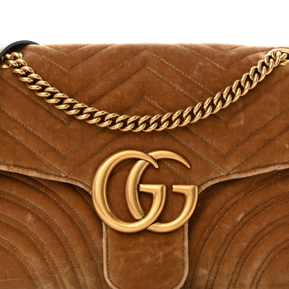 Gucci Velvet Matelasse Medium GG Marmont Shoulder Bag Taupe 8 of 10