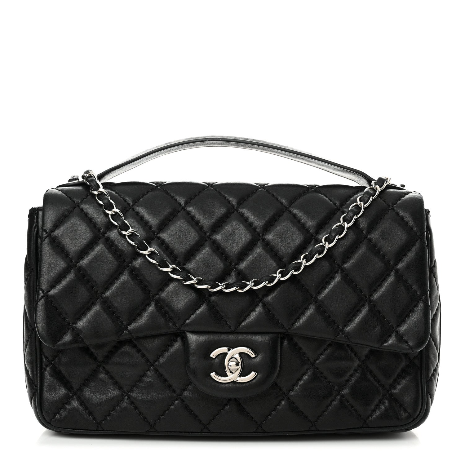 Chanel Lambskin Quilted Jumbo Easy Carry Flap Black 1 of 17