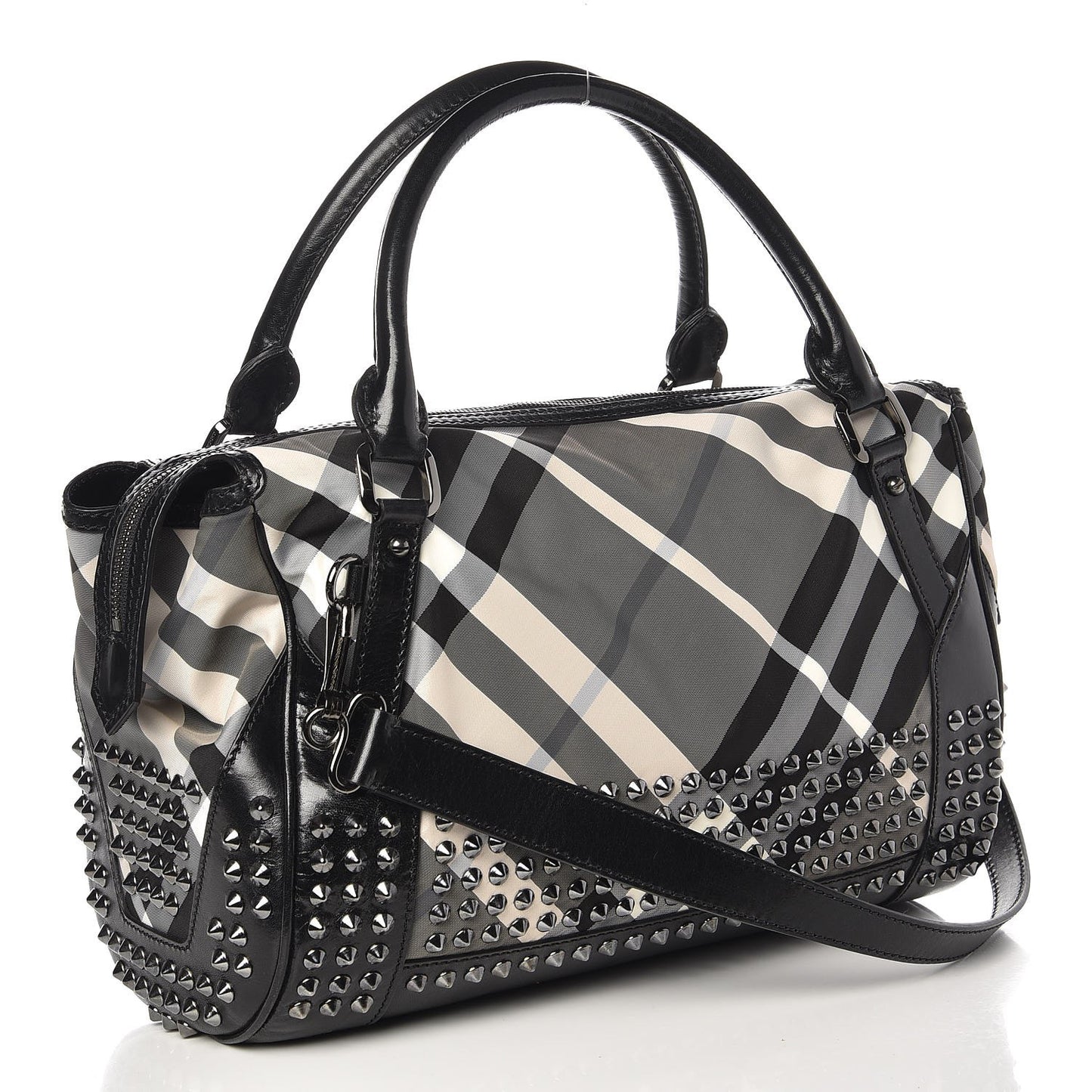 Nylon Beat Check Studded Medium Edenham Satchel Black