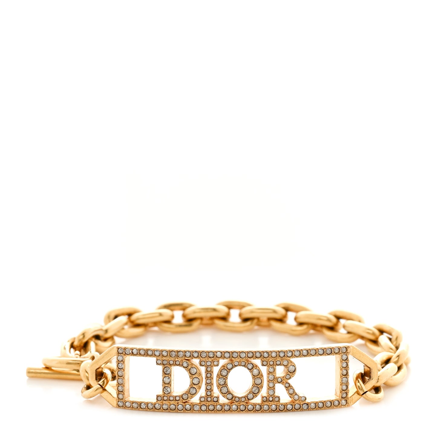 Metal Crystal Logo Dio(r)evolution Bracelet Gold