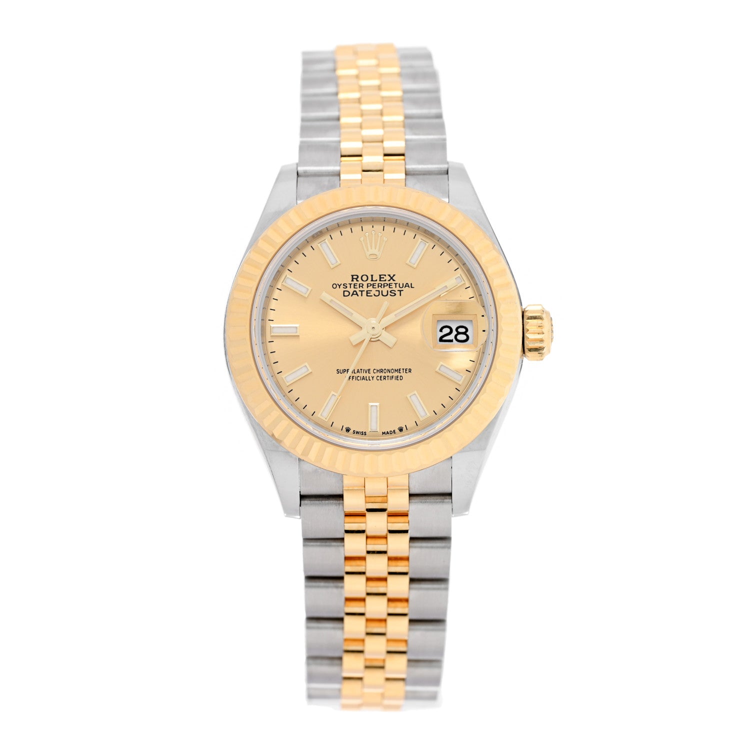 Rolex Stainless Steel 18K Yellow Gold 28mm Oyster Perpetual Datejust Watch Champagne 279173 1 of 5