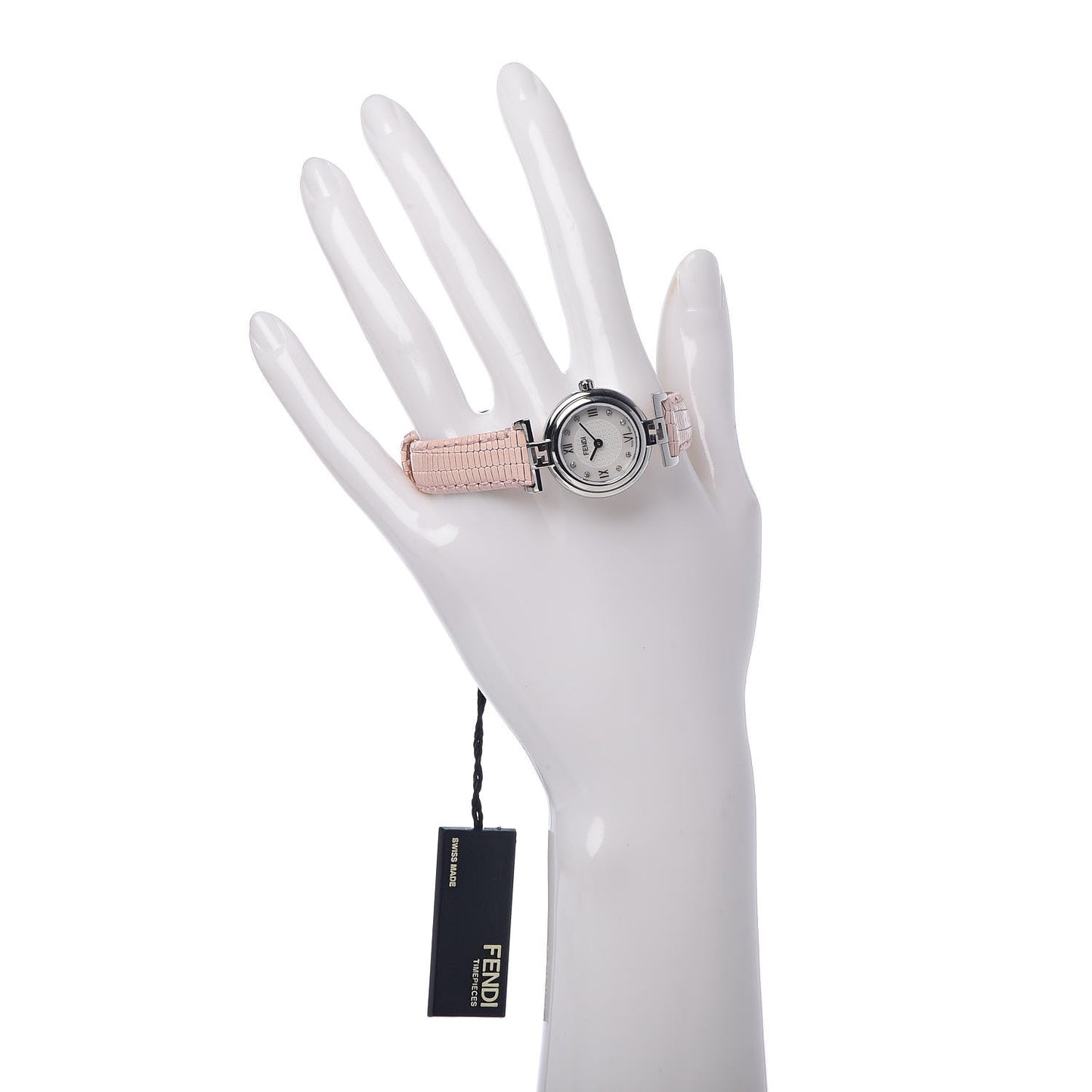 Stainless Steel Calfskin Diamond Pink Mother of Pearl 23mm Moda Quartz Watch