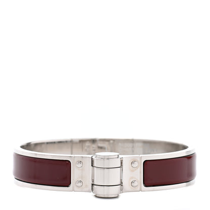Hermes Enamel Charniere Uni Narrow Hinged Bracelet S Bourgogne 1 of 6