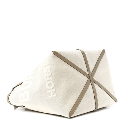 Burberry Cotton Canvas Mini Logo Horseferry Tote Bag Off White 5 of 15