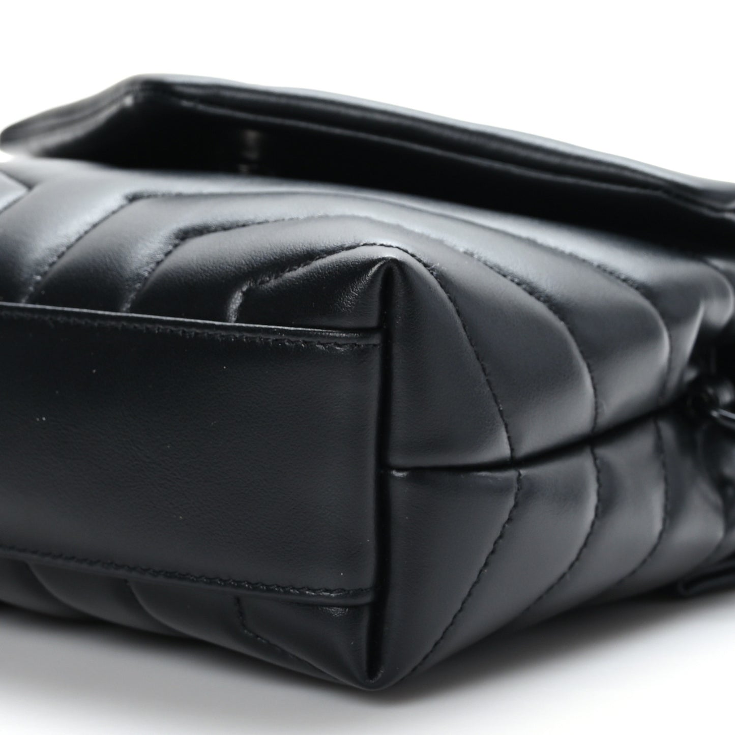 Calfskin Y Quilted Monogram Monochrome Toy Loulou Crossbody Bag Black