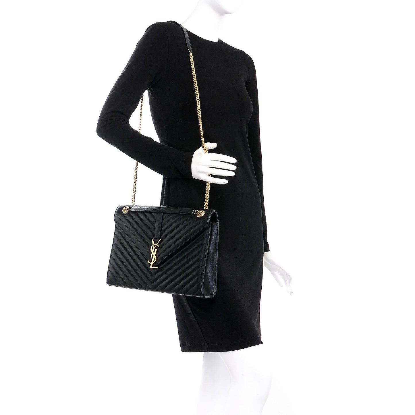 Smooth Calfskin Matelasse Large Monogram Satchel Black