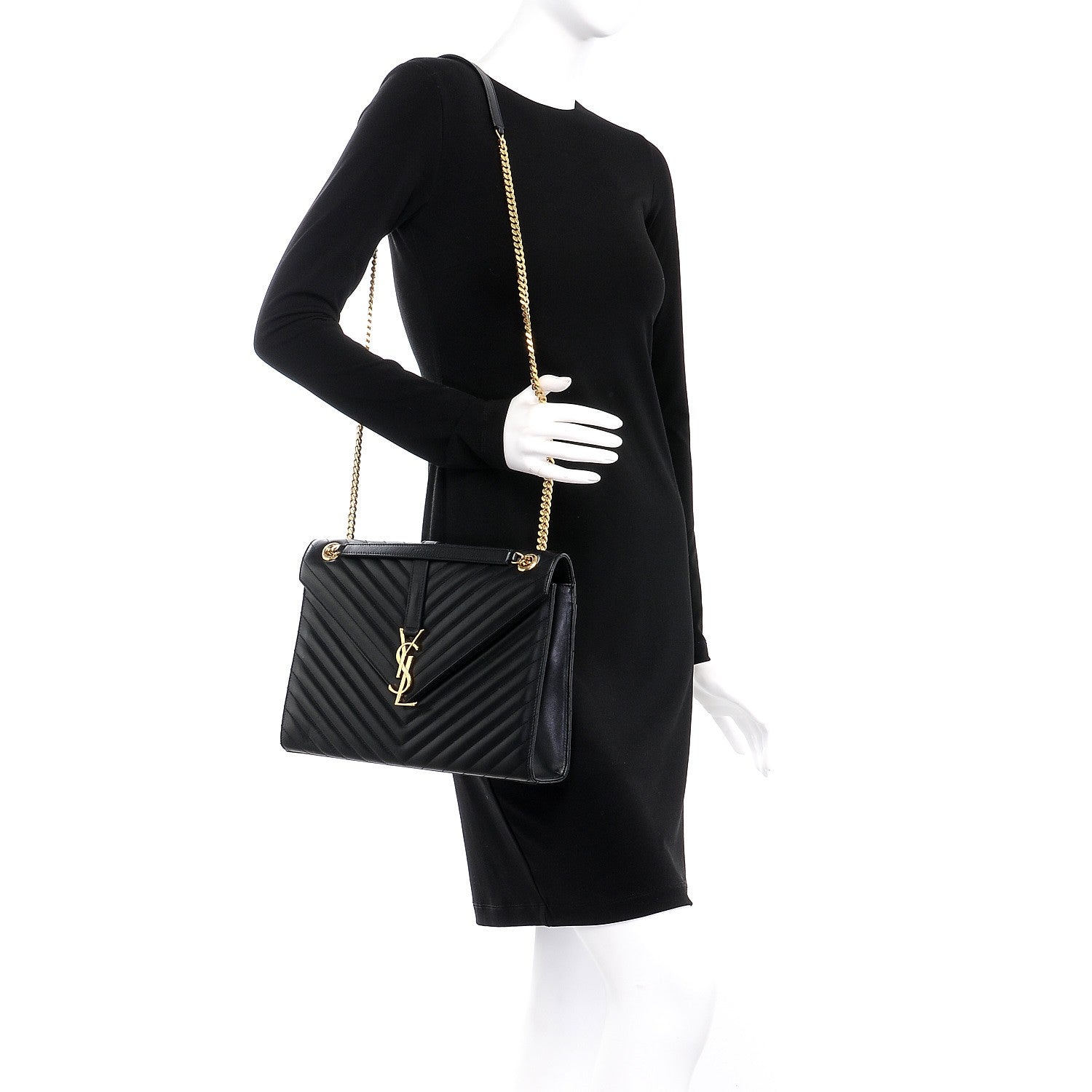 Saint Laurent Smooth Calfskin Matelasse Large Monogram Satchel Black 3 of 10