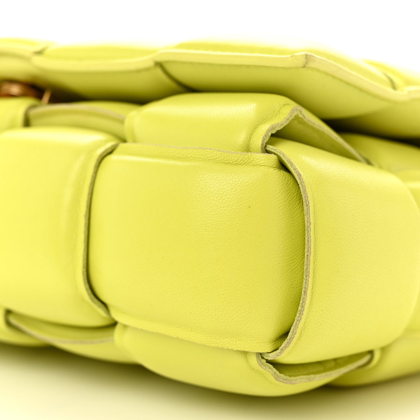 Lambskin Maxi Intreccio Padded Chain Cassette Crossbody Bag Seagrass