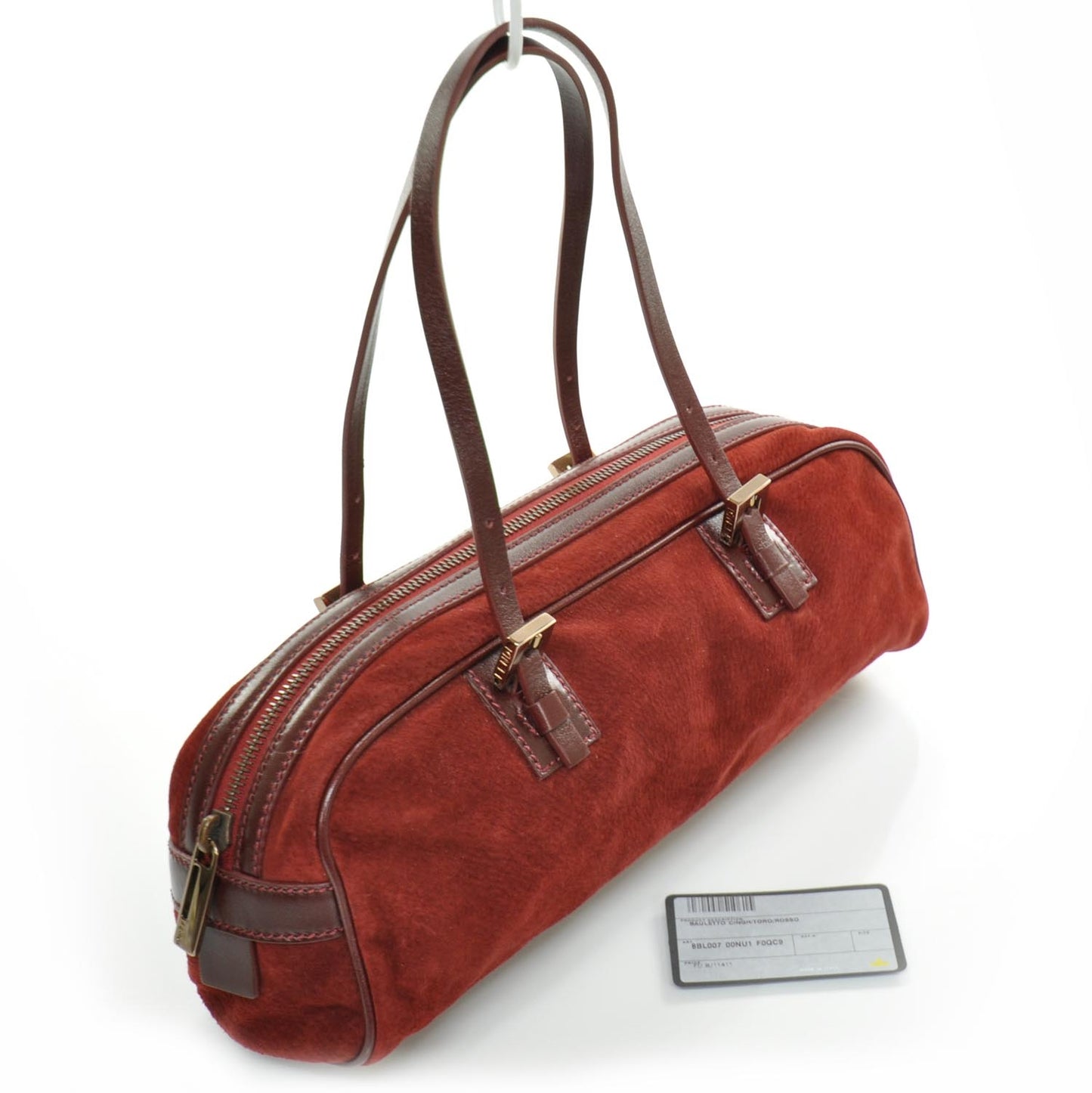 Suede Small Bowler Bag Red