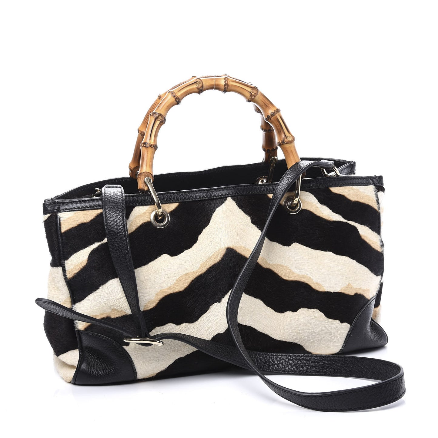 Pony Hair Medium Bamboo Shopper Tote Bag