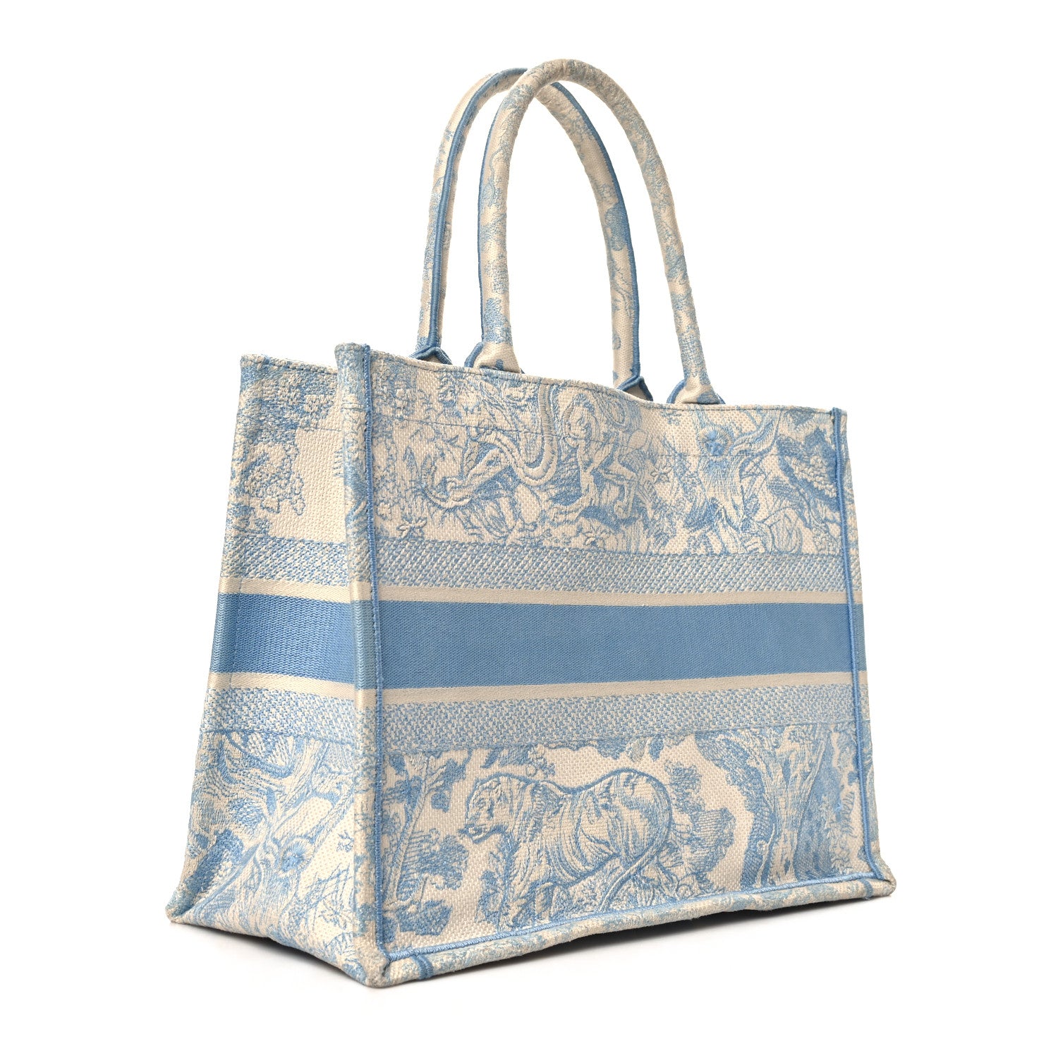 Christian Dior Canvas Embroidered Medium Dioriviera Toile De Jouy Book Tote Light Blue 2 of 14