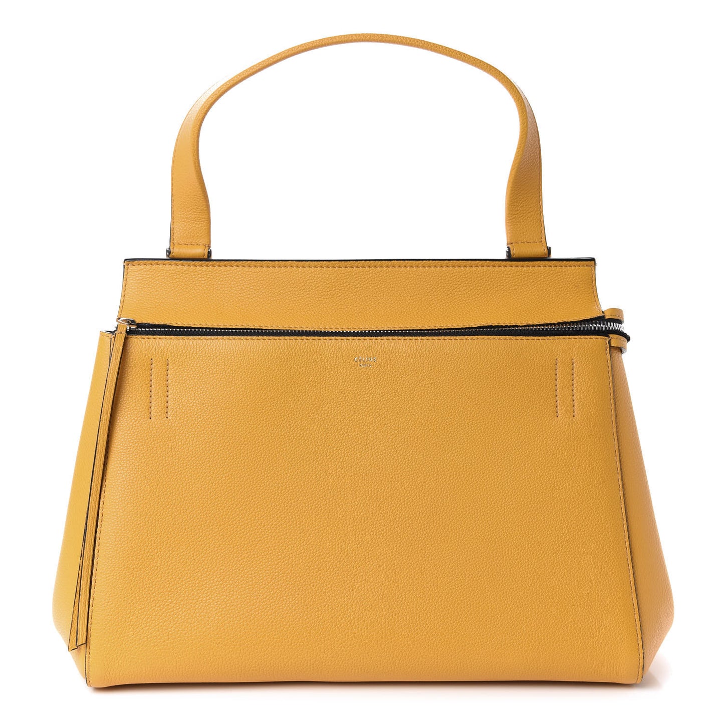 Drummed Calfskin Medium Edge Shoulder Bag Ocre