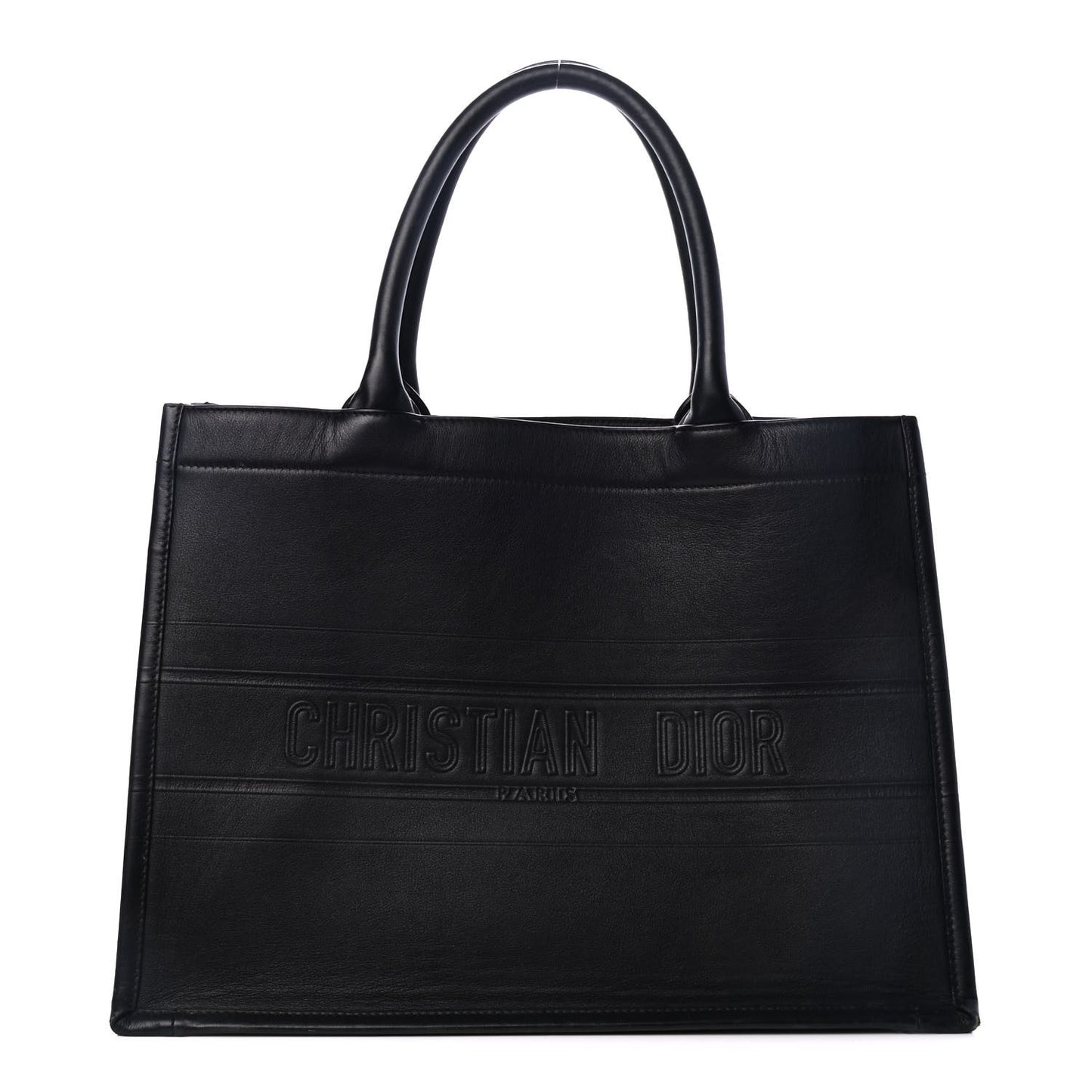 Calfskin Embossed Medium Book Tote Black